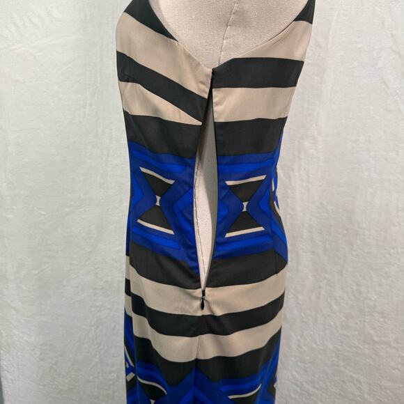 Mara Hoffman Keeper Midi Dress Blue Geometric Sheath Beach Resort Vacay Size 4 - Picture 6 of 11